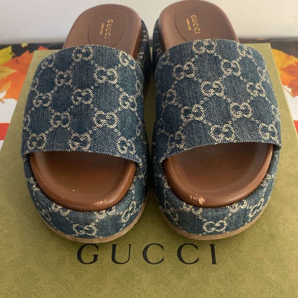 Authentic Gucci denim platform slides size 40 - Picture 2 of 8